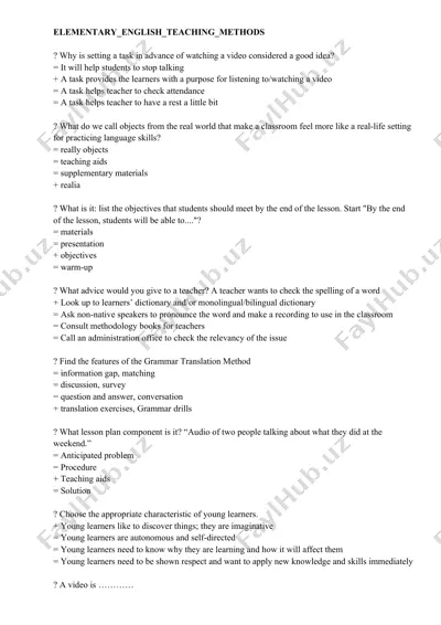 elementary english teaching methods — DOCX