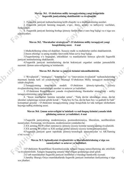 o‘zbekiston milliy taraqqiyotining yangi bosqichida fuqarolik jamiyatining shakllanishi va rivojlanishi — DOCX