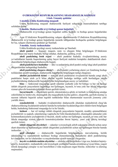o‘zbekiston respublikasining shaharsozlik kodeksi — DOCX