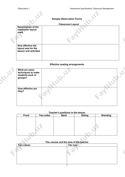 classroom observation form — DOCX