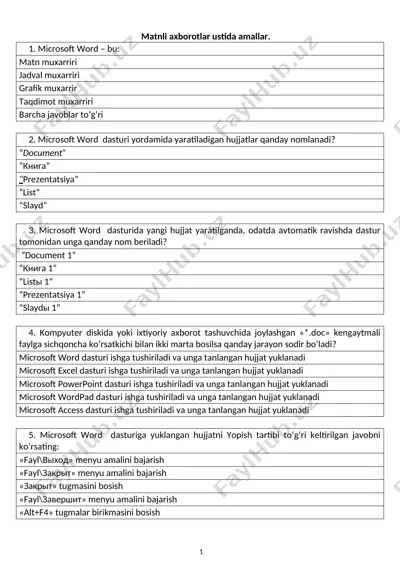 microsoft word bo'yicha qo'llanma — DOCX