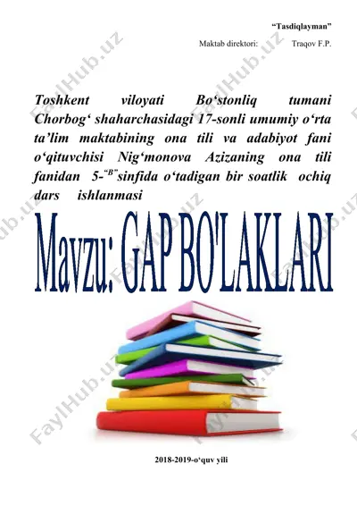 o'quv darsining rejasi — DOCX