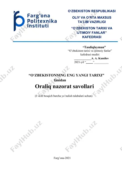 o‘zbekistonning eng yangi tarixi — DOCX