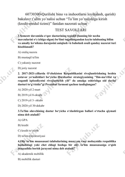 ta'lim yo'nalishiga kirish (kredit-modul tizimi) — DOCX