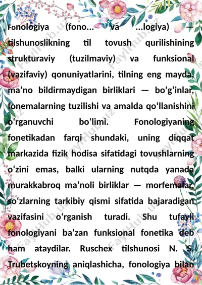 fonologiya — DOCX
