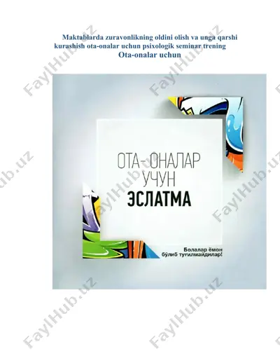 ota-onalar uchun psixologik seminar trening — DOCX