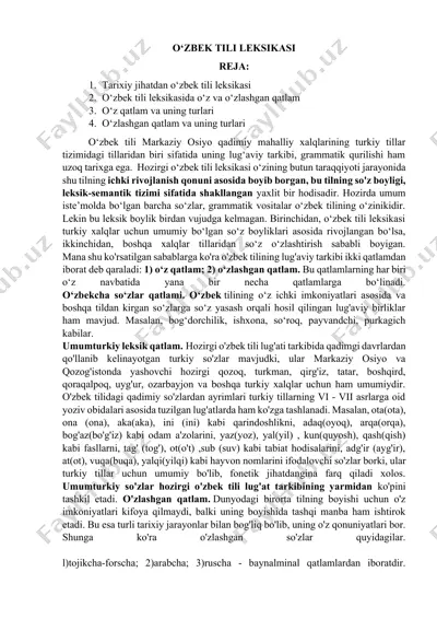 o‘zbek tili leksikasi — DOCX