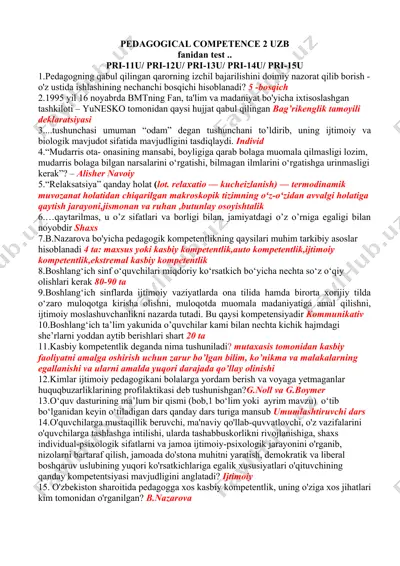 pedagogical competence 2 uzb — DOCX