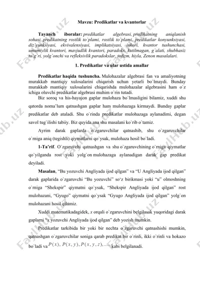 predikatlar va kvantorlar — DOCX
