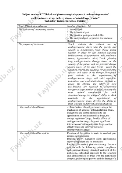 clinical and pharmacological approach to the management of antihypertensive drugs in the syndrome of arterial hypertension — DOCX