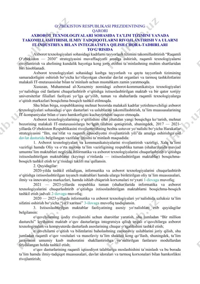 axborot texnologiyalari sohasidagi kadrlarni tayyorlash — DOCX
