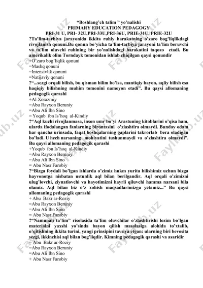 boshlang'ich talim yo'nalishi — DOCX