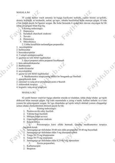 psixologik tushunmalar bo‘yicha ro‘yxat — DOCX