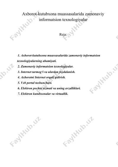 axborot-kutubxona muassasalarida zamonaviy informatsion texnologiyalar — DOC
