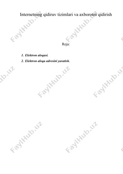 internetning qidiruv tizimlari va axbоrоtni qidirish — DOC