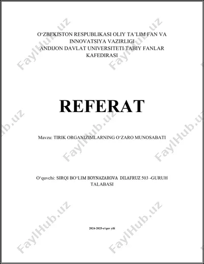 o'simliklar va hayvonlar munosabatlari — DOCX