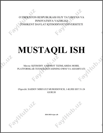 mobil platformalar va iqtisodiy axborot tizimlari integratsiyasi — DOCX