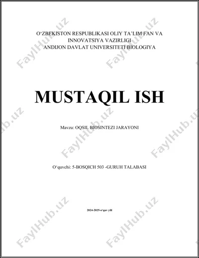 oqsil biosintezi jarayoni — DOCX