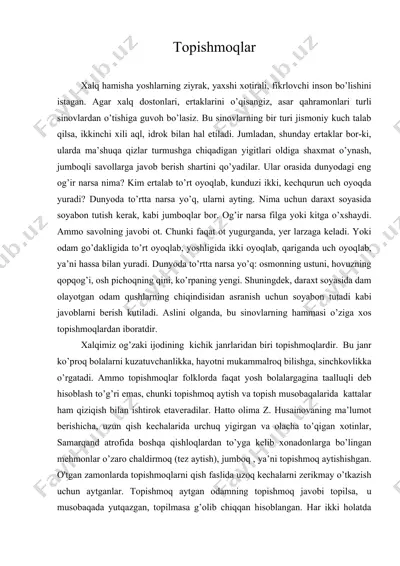 topishmoqlar — DOC