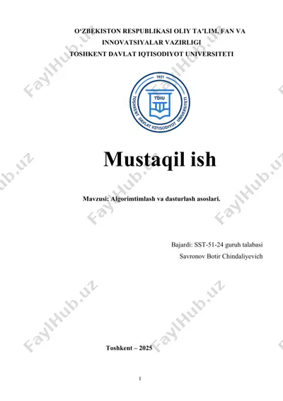 algorimtimlash va dasturlash asoslari — DOCX