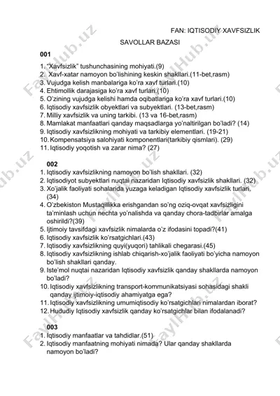 iqtisodiy xavfsizlik — DOCX