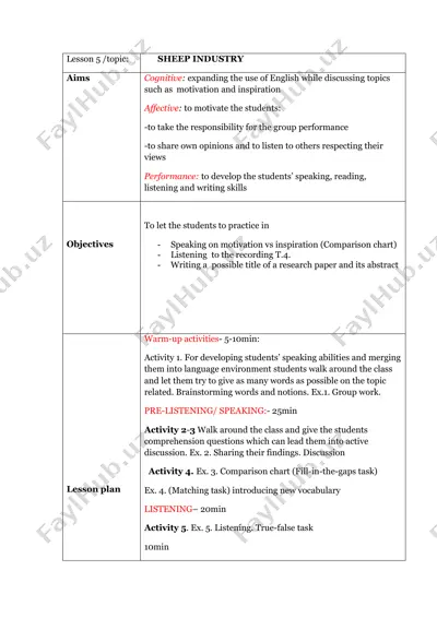 sheep industry lesson 5 — DOCX