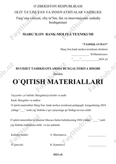 o`qitish materiallari — DOCX