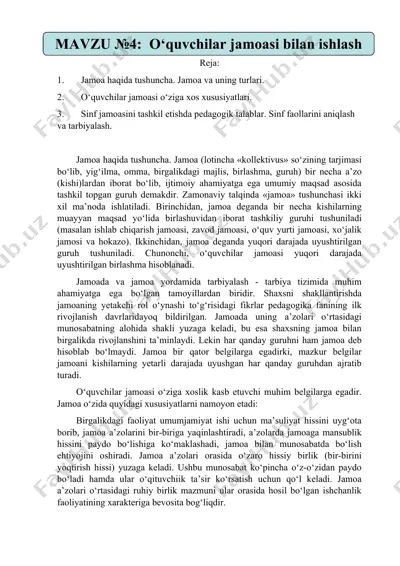 o‘quvchilar jamoasi bilan ishlash — DOCX