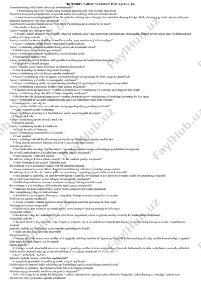 iqtisodiy tahlil fanidan test savollari — DOCX