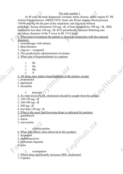treatment options for coronary artery disease — DOCX