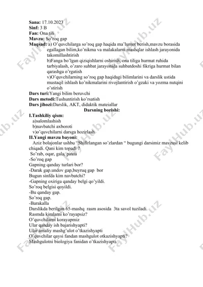 ona tili - so’roq gap — DOCX