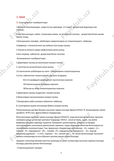 sanitarka vazifalari — DOCX