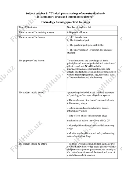 clinical pharmacology of non-steroidal anti-inflammatory drugs and immunomodulators — DOCX