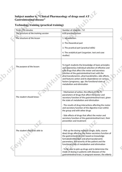 clinical pharmacology of drugs used at gastrointestinal disease — DOCX