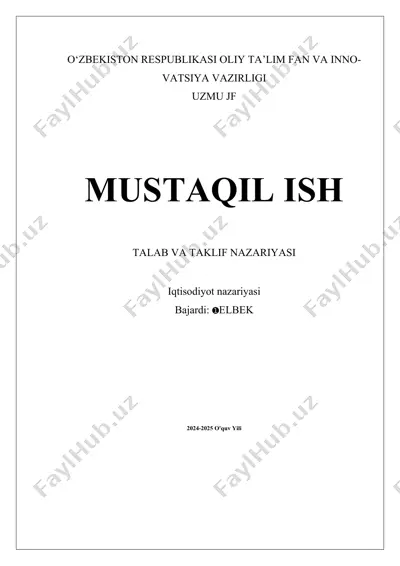 talab va taklif nazariyasi — DOCX