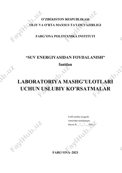 laboratoriya mashg'ulotlari uchun uslubiy ko'rsatmalar — DOCX