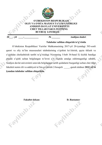 chet tillar fakulteti buyruq loyihasi — DOCX
