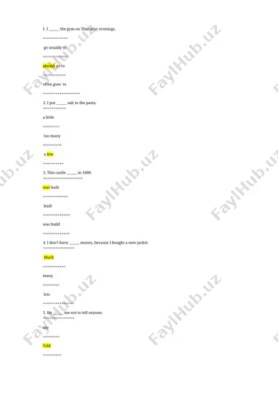 english grammar practice questions — DOCX