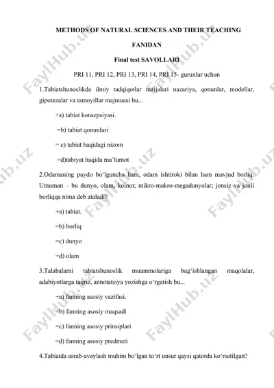 methods of natural sciences and their teaching — DOCX