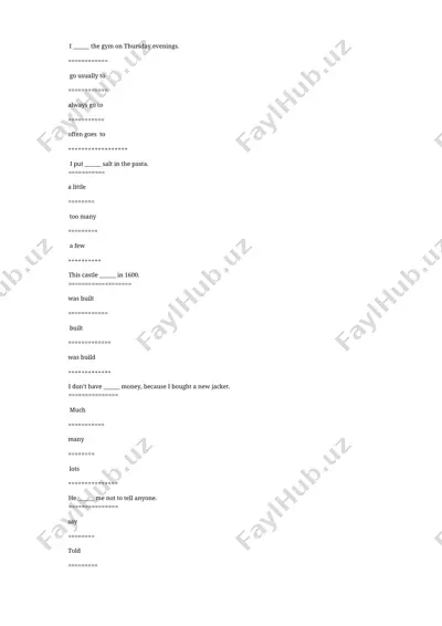 gap fill exercises — DOCX