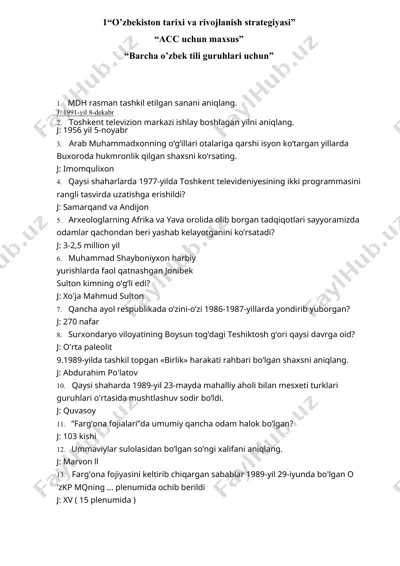 o’zbekiston tarixi va rivojlanish strategiyasi — DOCX