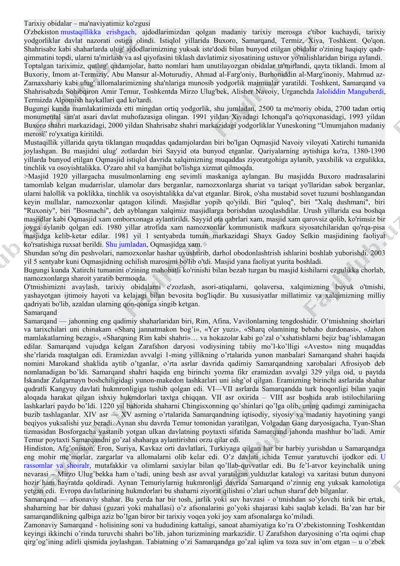 tarixiy obidalar – ma'naviyatimiz ko'zgusi — DOCX