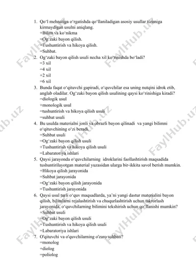 og‘zaki bayon qilish usullari — DOCX