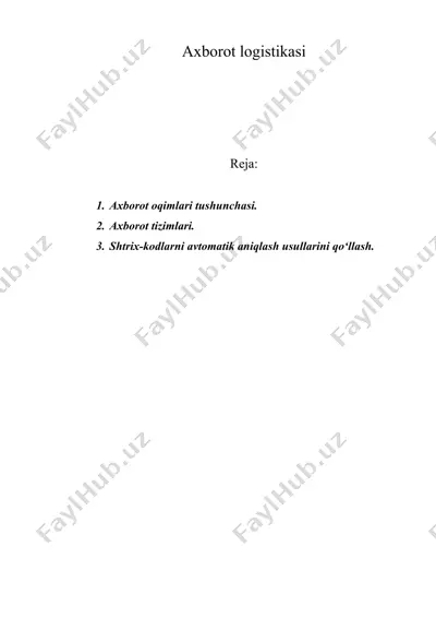 axborot logistikasi — DOC