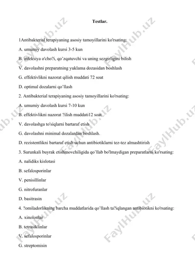 antibakterial terapiya — DOCX