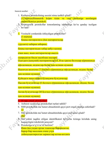 protokollar haqida ma'lumotlar — DOCX