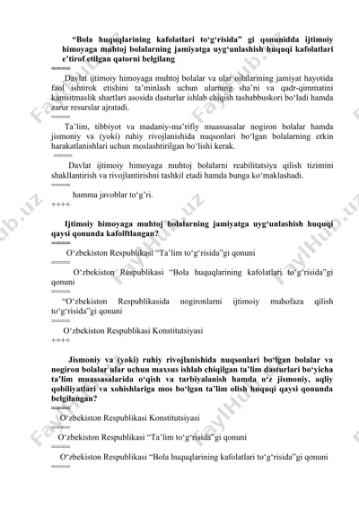 bolalar huquqlarining kafolatlari — DOCX