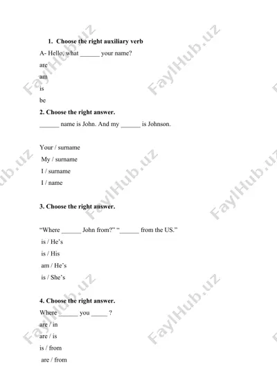 english grammar exercises — DOCX