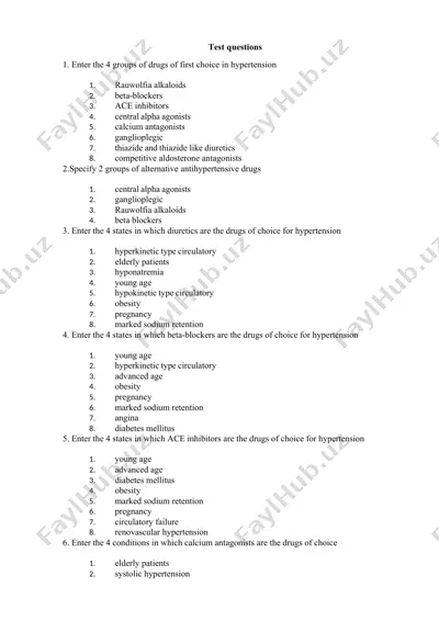 drugs used for relief of hypertensive crisis — DOCX