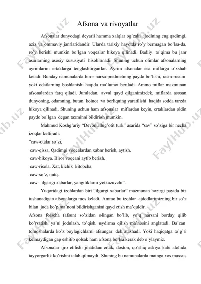 afsona va rivoyatlar — DOC